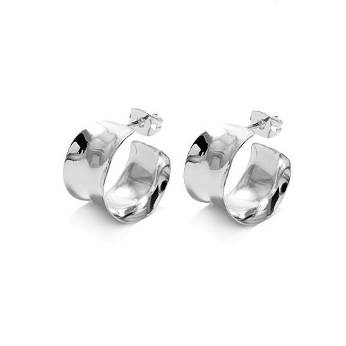 Unique Inverted Cigar Band Post Earrings in 16mm | Wholesale Sterling Silver Jewelry | Main