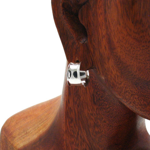 Exquisite Inverted Cigar Band Post Earrings in 18mm | Wholesale Sterling Silver Jewelry | Alternate