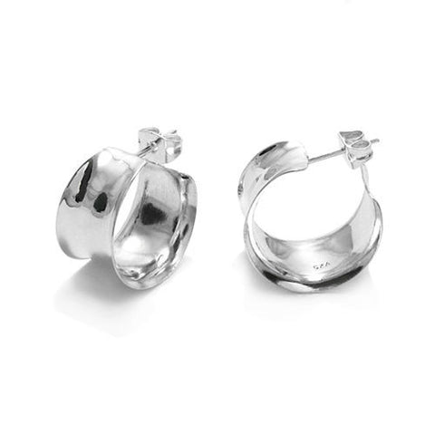 Exquisite Inverted Cigar Band Post Earrings in 18mm | Wholesale Sterling Silver Jewelry | Main