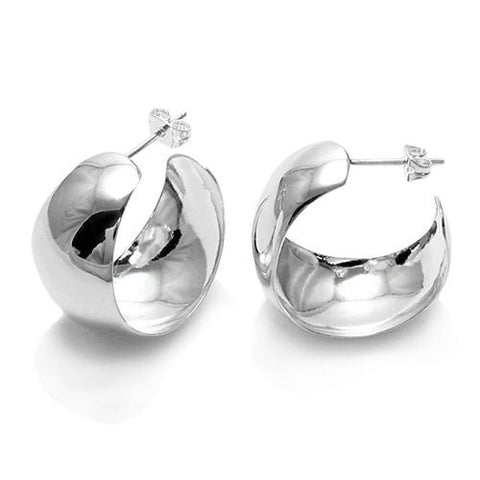 Beautiful Large Plain Cigar Band Post Earrings in 29mm | Wholesale Sterling Silver Jewelry | Main