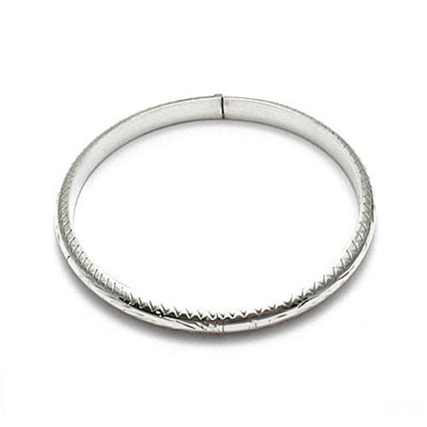 Fashionable Laser-Cut Detailed Child's Bangle Bracelet - 6.5 Inch | Wholesale 925 Sterling Silver Jewelry 