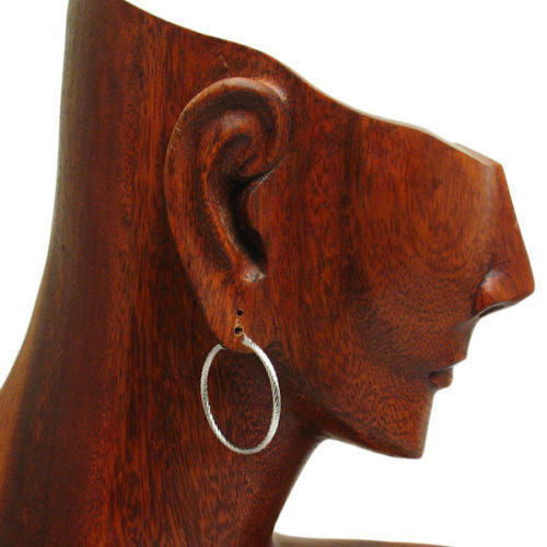 Laser Cut Twist Hoop Earrings | Wholesale Sterling Silver Jewelry | Alternate