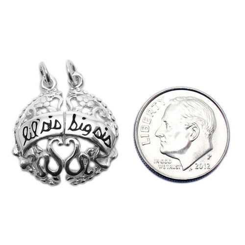 Timeless "Lil Sis, Big Sis" Family Breakaway Charm. Wholesale Sterling Silver Charms - Jewelry. Alternate.