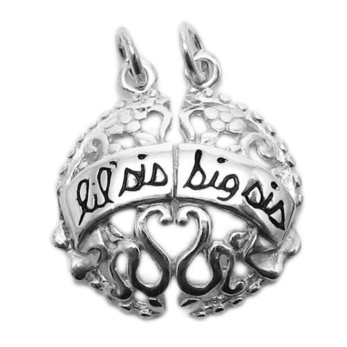Timeless "Lil Sis, Big Sis" Family Breakaway Charm. Wholesale Sterling Silver Charms - Jewelry. Main.