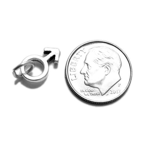 Polished Male Symbol Charm | Wholesale 925 Sterling Silver Charm | Alternate