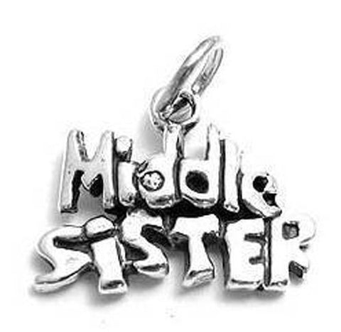 Whimsical "Middle Sister" Talking Charm for the troublesome one. Wholesale Sterling Silver Charms - Jewelry