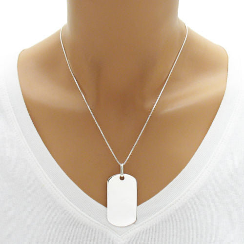 Mirror polished medium sized (49mm) engravable dog tag | Wholesale Sterling Silver Jewelry | Alternate photo