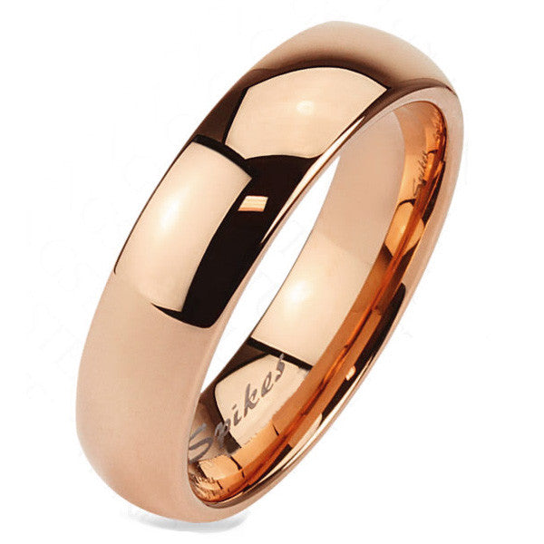 Polished rose gold plated stainless steel band for men and women | Wholesale Jewelry
