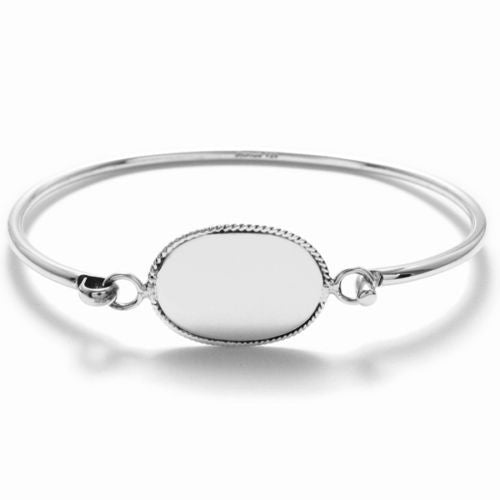 Sterling Silver 7 Bangle Bracelet w/ Round Engravable Disk. Wholesale -  925Express