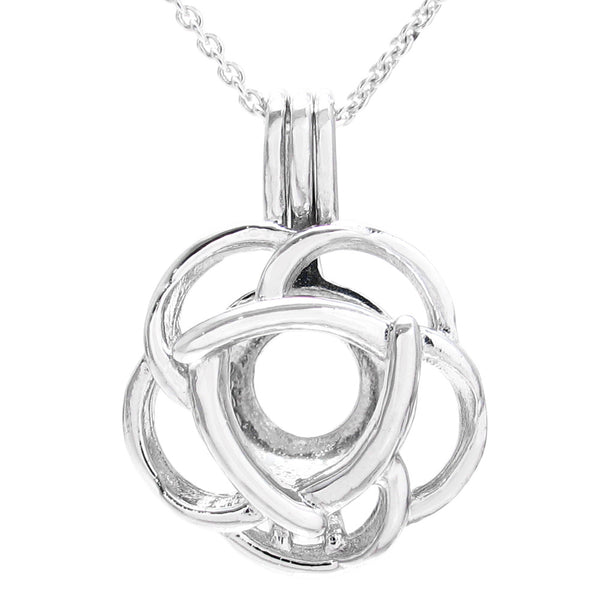 Modern Minimalist Elegant Sterling Silver Wire Rose Pearl Cage | Wholesale 925 Sterling Silver Jewelry | Empty Cage photo