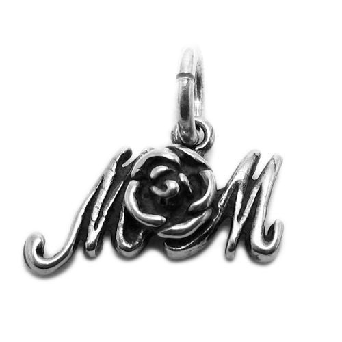 Chic "Mom" Rose Charm for your Lovely Mother. Wholesale Sterling Silver Charms - Jewelry. Main