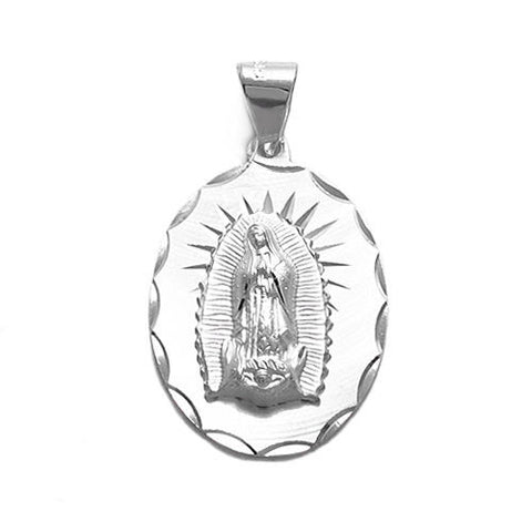 Marvelous Mother Mary Maria Dia Cut Oval Pendant - Medium | Wholesale 925 Sterling Silver Pendant - Jewelry | Main