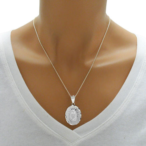 Extravagant Mother Mary Maria Dia Cut on Small Oval Pendant | Wholesale 925 Sterling Silver Pendant - Jewelry | Alternate