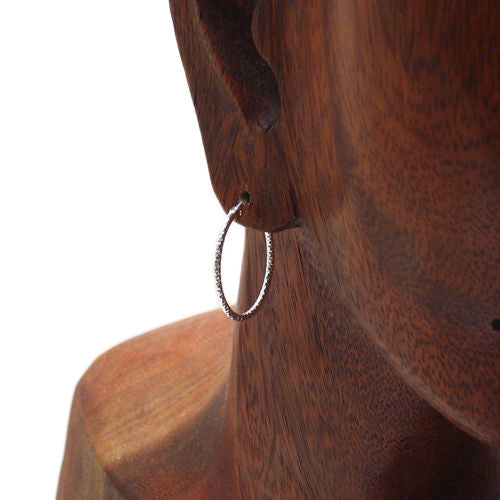 Multi-Diamond Cut Hoop Earrings in 22mm | Wholesale Sterling Silver Jewelry | Alternate