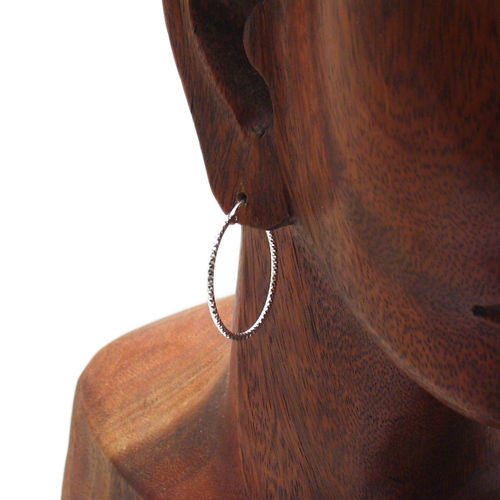 Multi-Diamond Cut Hoop Earrings in 28mm | Wholesale Sterling Silver Jewelry | Alternate