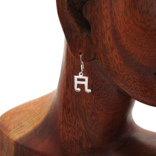 Adorable musical note hanging hook earrings | Wholesale 925 Sterling Silver Jewelry | Alternate photo