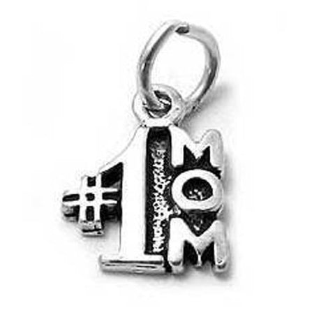 Unique "#1 Mom" Calligraphy Charm for your Mother. Wholesale Sterling Silver Charms - Jewelry