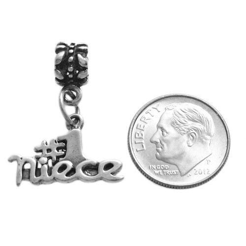 Gorgeous "#1 Niece" Calligraphy Charm for your favorite Niece. Wholesale Sterling Silver - Jewelry. Alternate.