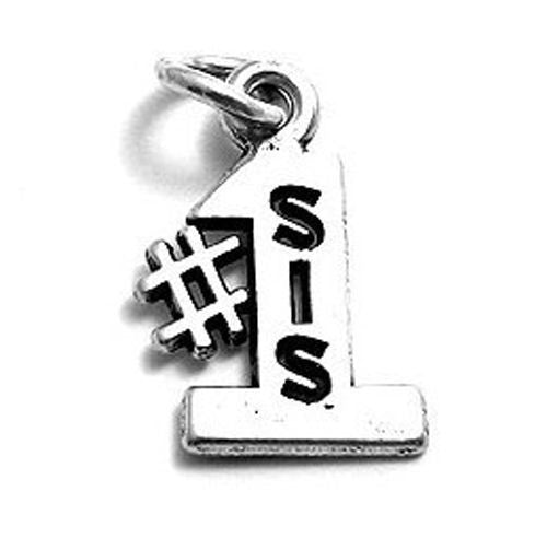 Lovely "#1 Sis" Calligraphy Charm for your favorite Sister. Wholesale Sterling Silver Charms - Jewelry