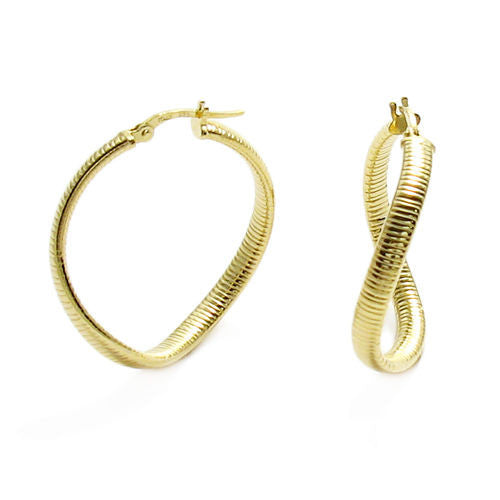 Omega Twisting Hoop Earrings in Gold | Wholesale Sterling Silver Jewelry | Alternate