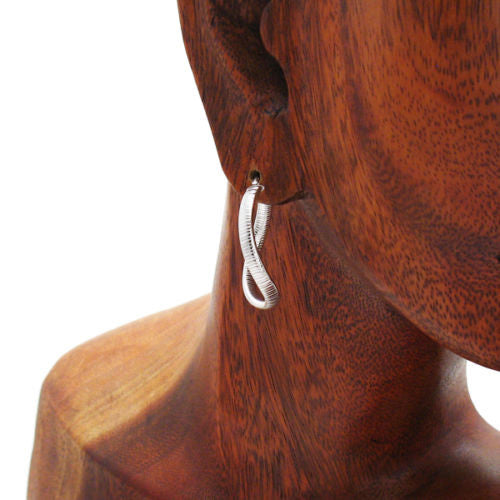 Omega Twisting Hoop Earrings in Silver | Wholesale Sterling Silver Jewelry | Alternate