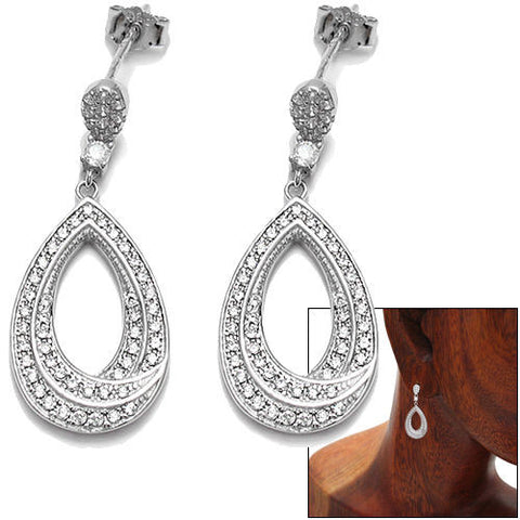 Sparkling CZ embellished open teardrop hanging earrings | Wholesale 925 Sterling Silver Jewelry | Combo photo