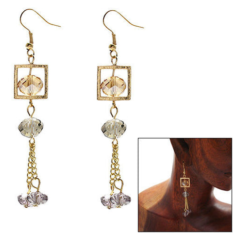 Orange and gray crystals dangling hook earrings | Wholesale Fashion Jewelry | Combo photo