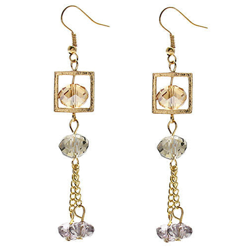 Orange and gray crystals dangling hook earrings | Wholesale Fashion Jewelry | Item photo