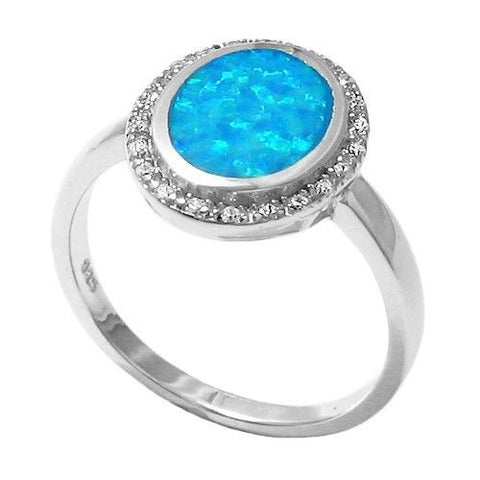 Bright and Radiant Oval Created Opal 0.11 Carat CZ Ring | Wholesale 925 Sterling Silver Jewelry | Main