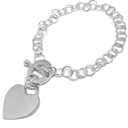 Engravable Heart Bracelet Sterling Silver