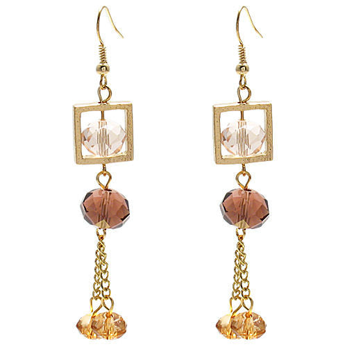 Pink, purple, & orange crystals dangling hook earrings | Wholesale Fashion Jewelry | Item photo