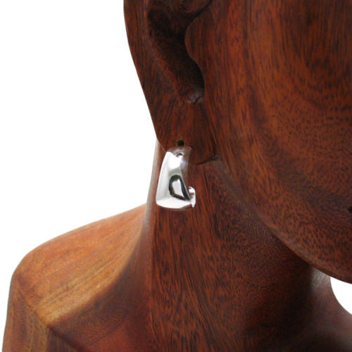 Plain Drop Down Curl Post Earrings in 20mm | Wholesale Sterling Silver Jewelry | Alternate