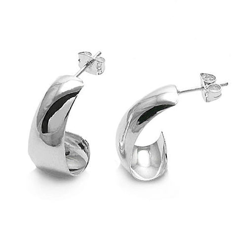 Plain Drop Down Curl Post Earrings in 20mm | Wholesale Sterling Silver Jewelry | Main