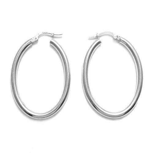 Trendy Plain Oval Hoop Earrings in 27mm | Wholesale Sterling Silver Jewelry | Alternate