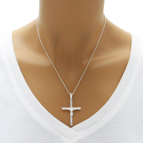 Plain Tubular Crucifix Cross Pendant | Wholesale 925 Sterling Silver Pendant - Jewelry | Alternate
