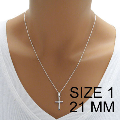 Polished and Simplistic Cross Pendant Charm - 21mm | Wholesale 925 Sterling Silver Pendant - Jewelry | Alternate