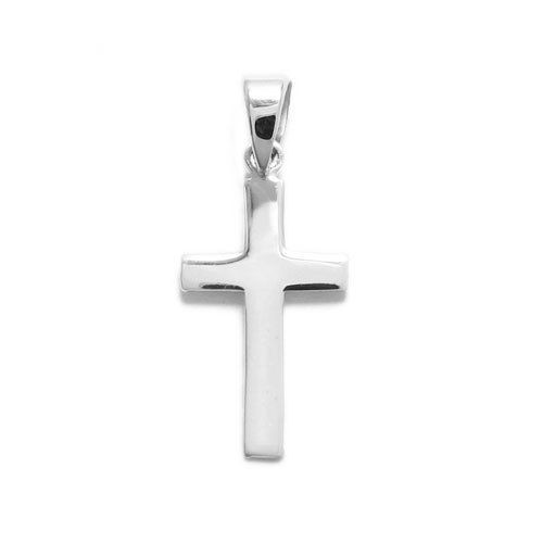 Polished Sterling Silver Simplistic Cross Pendant Charm. Available in 4  Sizes.