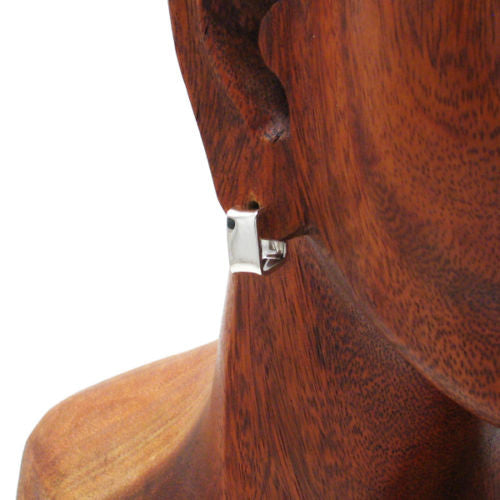 Polished square flat cuff style post earrings | Wholesale 925 Sterling Silver Jewelry | Alternate photo 