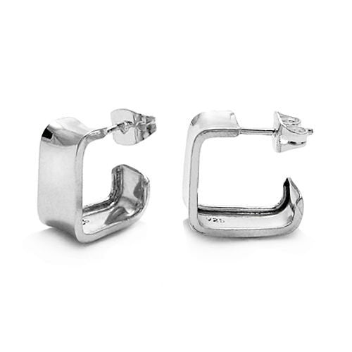 Men's REAL 925 Sterling Silver 8mm Stud Square Earrings Baguette Diamonds  BLING