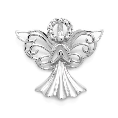 Radiant Praying Angel with CZ Halo Pendant | Wholesale 925 Sterling Silver Pendant - Jewelry | Main