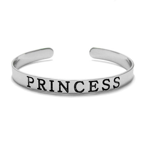 Royal "PRINCESS" Child's Cuff Bangle Bracelet - 6 Inch | Wholesale 925 Sterling Silver Jewelry 