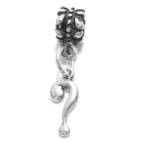 Question Mark Charm with Euro Bead | Wholesale 925 Sterling Silver Charms | Main