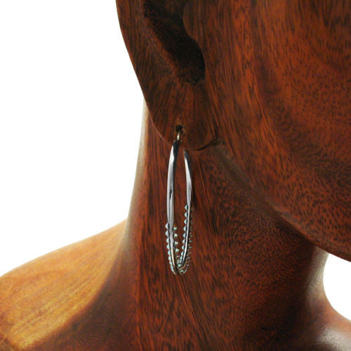 Flawless Rainbow Crystal Hoop Earrings in 43mm | Wholesale Sterling Silver Jewelry | Alternate