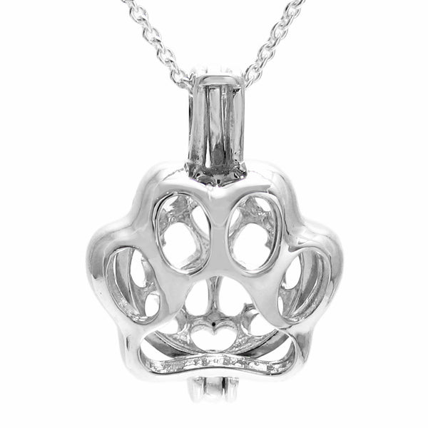 Cute sterling silver dog's paw print pearl cage pendant | Wholesale 925 sterling silver jewelry | Pendant photo