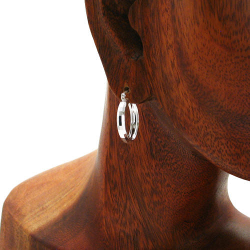 Exquisite Rectangle Faceted Round Hoop Earrings in 21mm | Wholesale Sterling Silver Jewelry | Alternate