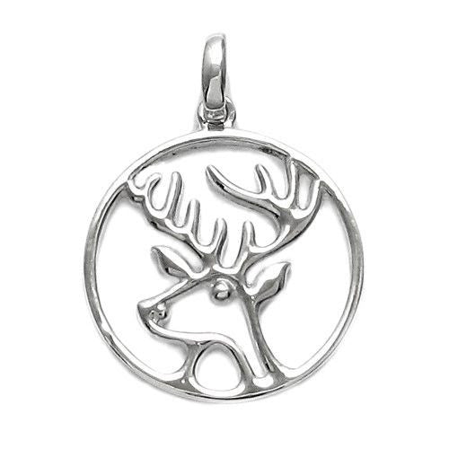 Wonderful Reindeer Head Cut-Out Pendant | Wholesale 925 Sterling Silver Pendant - Jewelry | Main