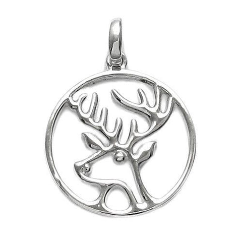 Wonderful Reindeer Head Cut-Out Pendant | Wholesale 925 Sterling Silver Pendant - Jewelry | Main