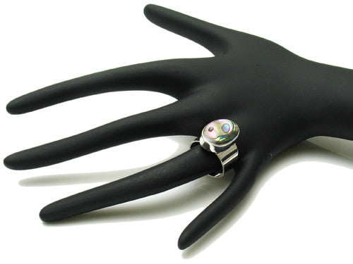 Art Deco inspired mysterious oval abalone ring | Wholesale sterling silver rings - Jewelry | Hand photo