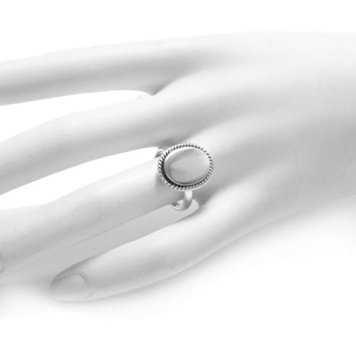 Elegant Rope Edge Engravable Oval Ring | Wholesale 925 Sterling Silver Jewelry | Alternate