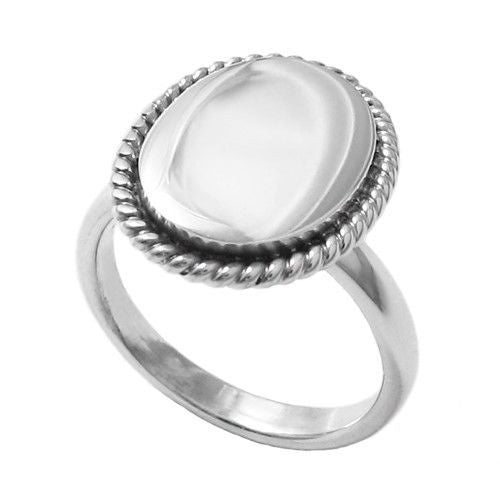 Elegant Rope Edge Engravable Oval Ring | Wholesale 925 Sterling Silver Jewelry | Main